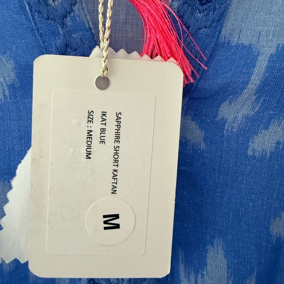 Nemo with Love Sapphire Short Kaftan Dress Ikat Blue $278 NWT Medium Tuckernuck - Picture 7 of 9